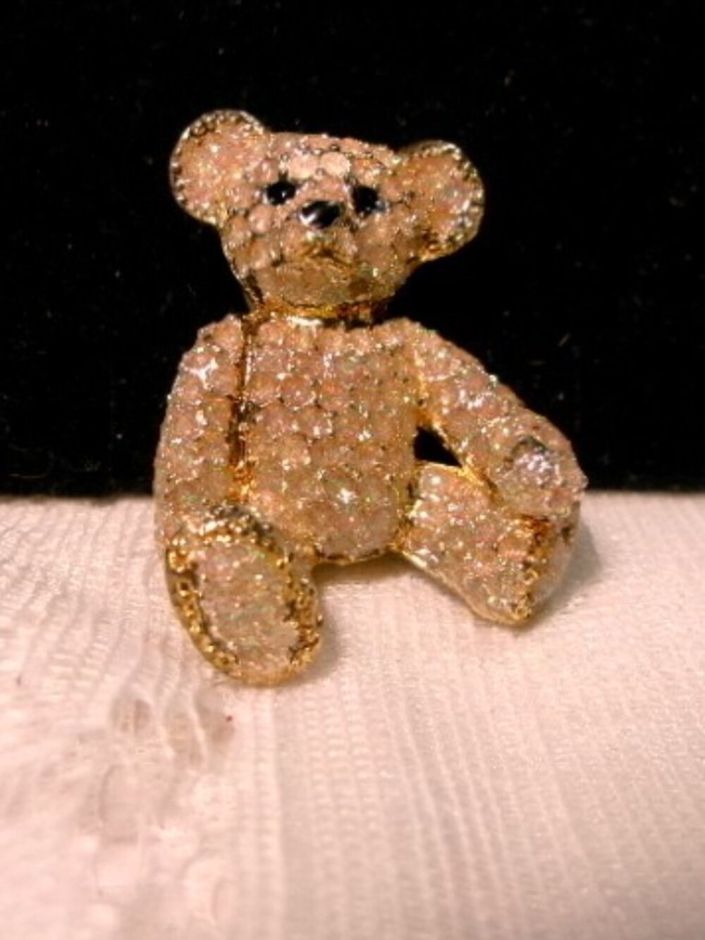 Vintage Goldstone and Rhinestones Teddy Bear Brooch
